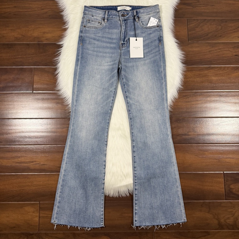 Hidden Size 28 Medium Wash Ryan High Rise Bootcut Denim Jeans Cut Off Hems